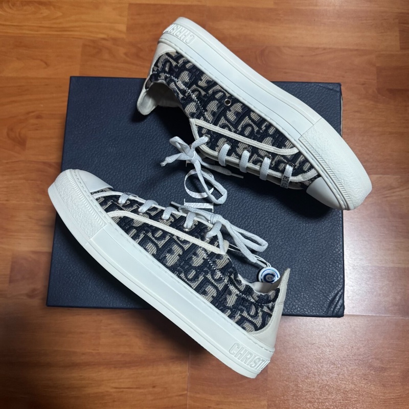 Dior迪奧厚底鞋Walk'n'Dior 棉質刺繡板鞋 深藍色 38.5碼-8