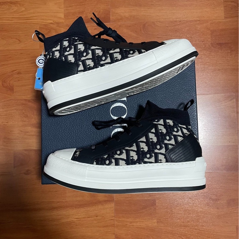 Dior新款中幫滿印厚底鞋迪奧Walk'n 女款 黑白色 39碼-0