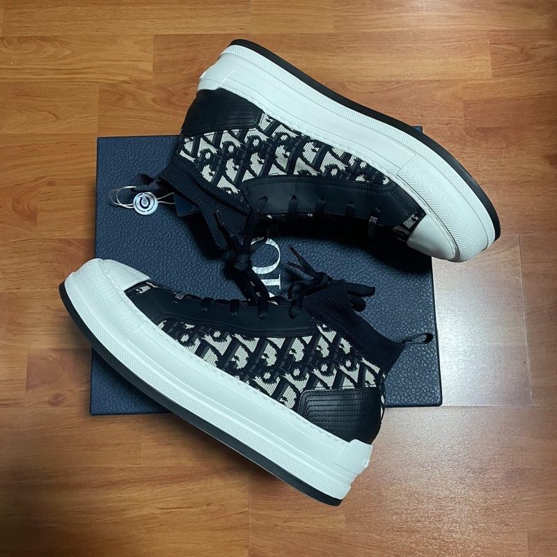 Dior新款中幫滿印厚底鞋迪奧Walk'n 女款 黑白色 39碼-7