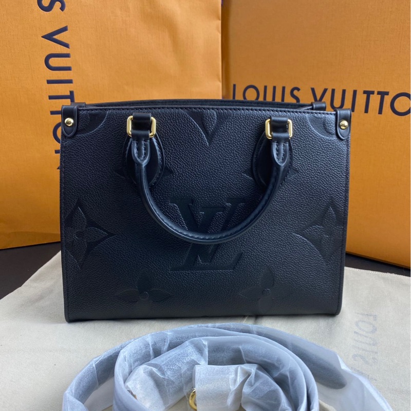 99新 Louis Vuitton路易威登 老花onthego bb黑色全皮芯片款-0