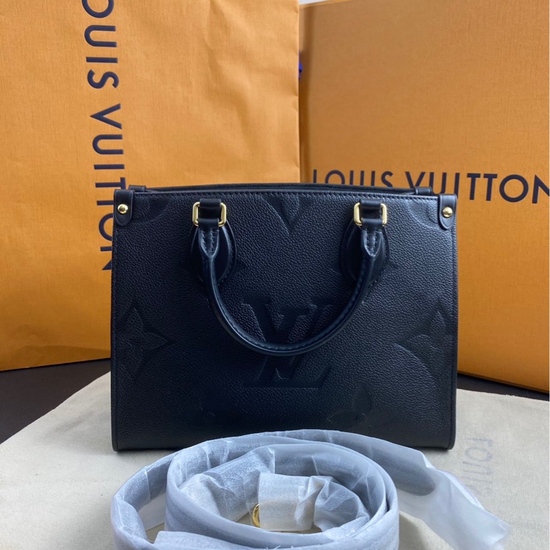 99新 Louis Vuitton路易威登 老花onthego bb黑色全皮芯片款-1