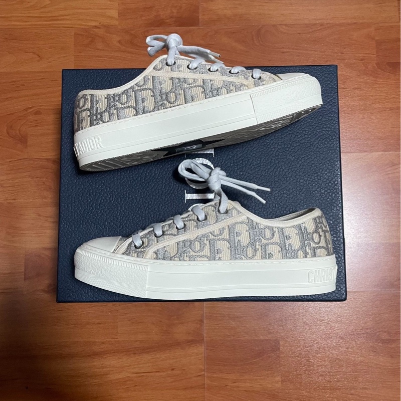 Dior厚底鞋迪奧CD滿印Walk'n'板鞋 女款 灰白色 36碼-0