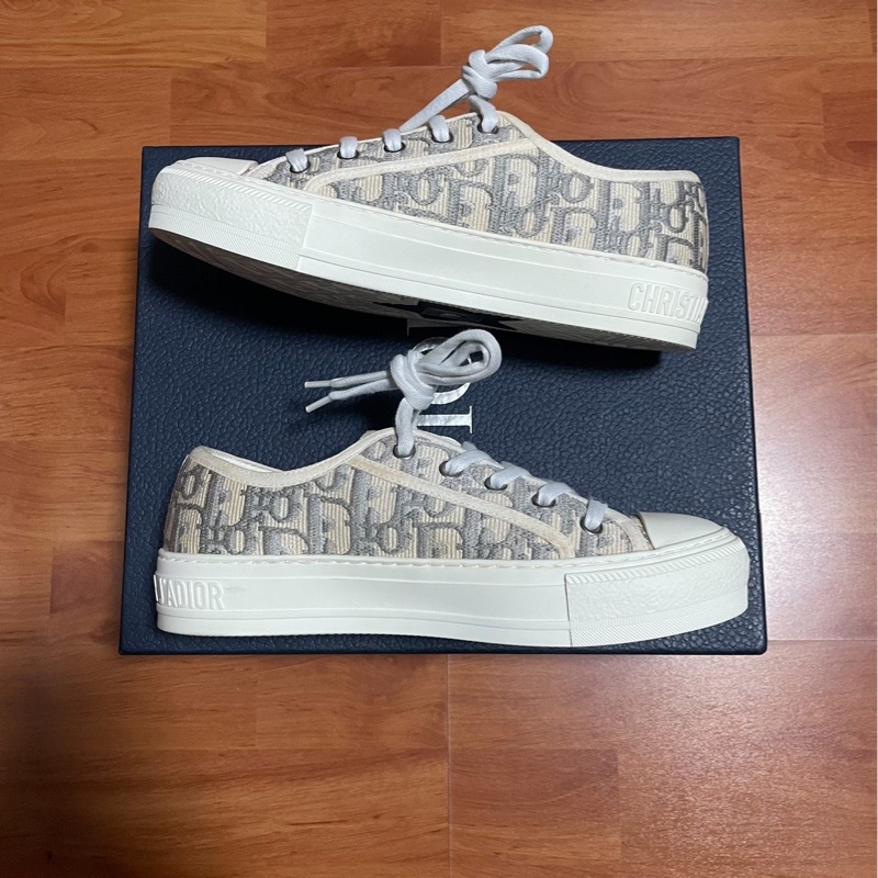 Dior厚底鞋迪奧CD滿印Walk'n'板鞋 女款 灰白色 36碼-1