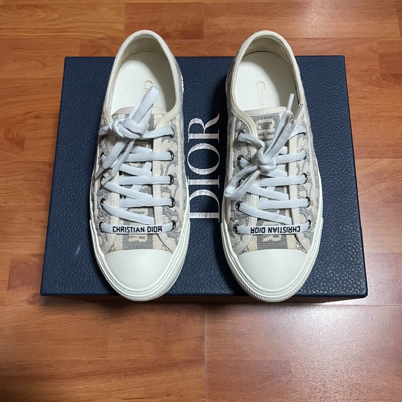 Dior厚底鞋迪奧CD滿印Walk'n'板鞋 女款 灰白色 36碼-2