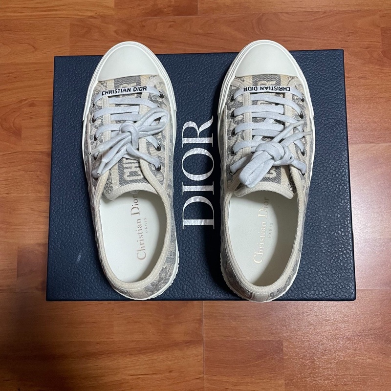 Dior厚底鞋迪奧CD滿印Walk'n'板鞋 女款 灰白色 36碼-3