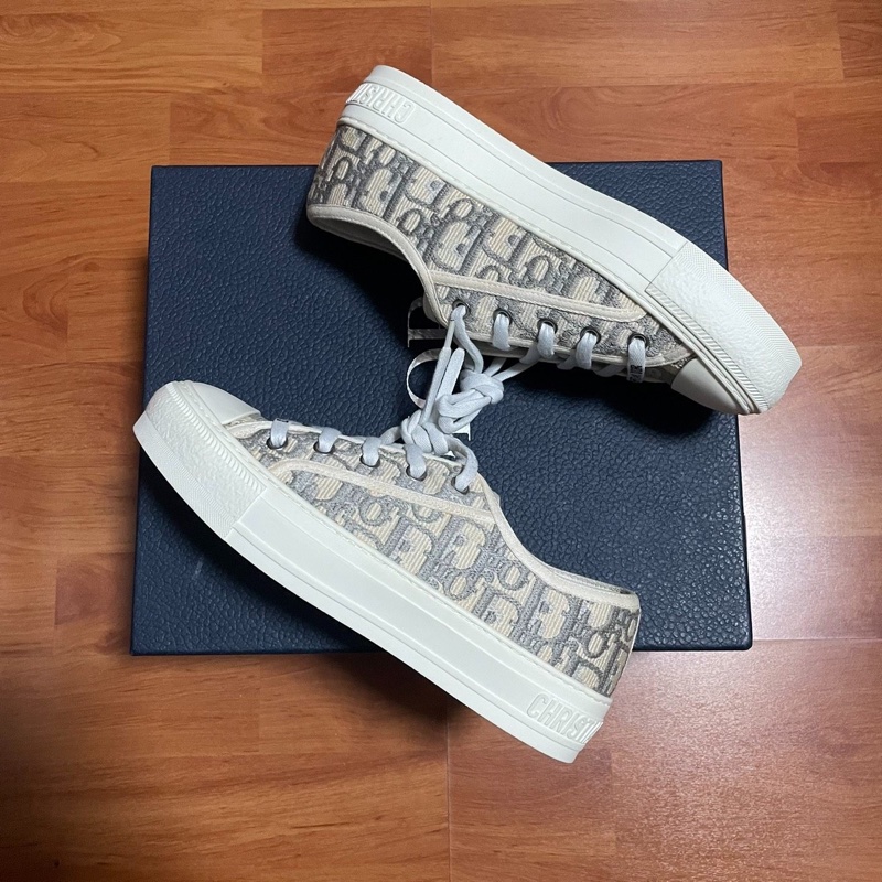 Dior厚底鞋迪奧CD滿印Walk'n'板鞋 女款 灰白色 36碼-7