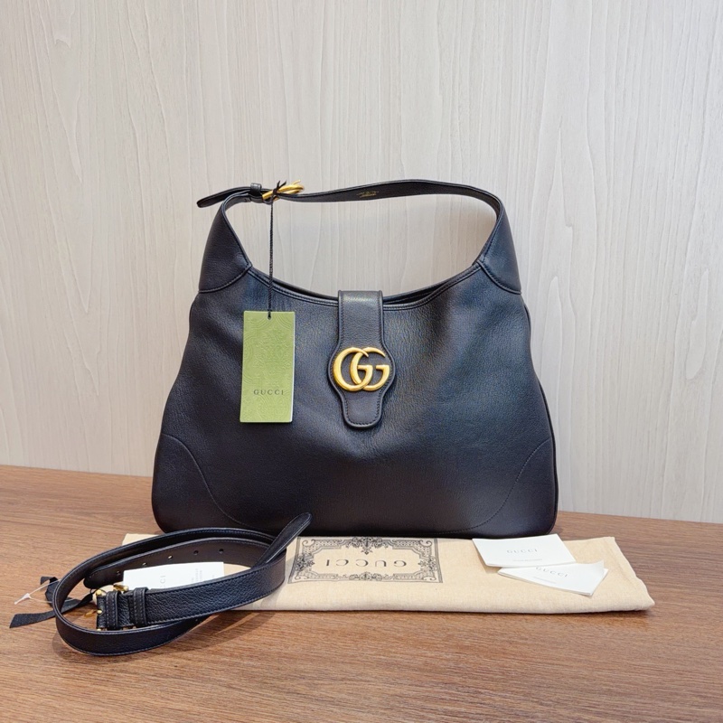 閒置Gucci古馳新月腋下包黑金-1