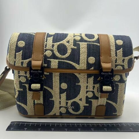 迪奧 Oblique 老花帆布郵差包