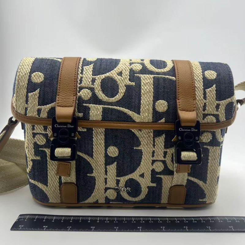 迪奧 Oblique 老花帆布郵差包-0