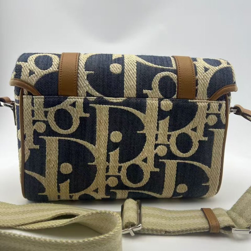 迪奧 Oblique 老花帆布郵差包-7