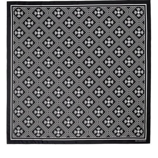 Chrome Hearts 克羅心黑白十字花絲巾 Math Plus Scarf-0