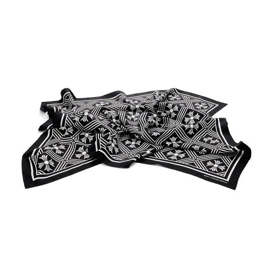 Chrome Hearts 克羅心黑白十字花絲巾 Math Plus Scarf-1