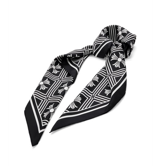 Chrome Hearts 克羅心黑白十字花絲巾 Math Plus Scarf-2