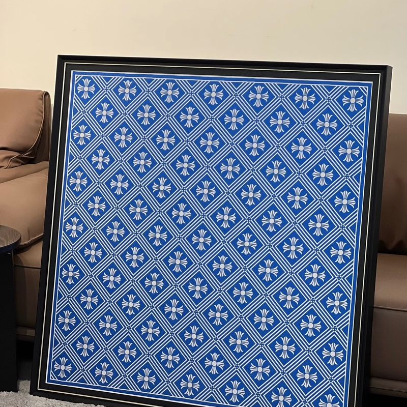 Chrome Hearts 克羅心藍黑白十字花絲巾 Math Plus Scarf-2