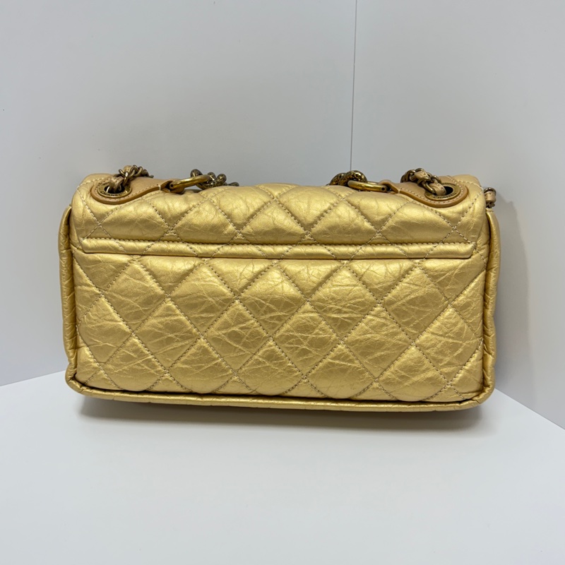 【超級新❗️】 Chanel CF28 極稀有黃金色口蓋包（絕版限量專櫃30萬）-9