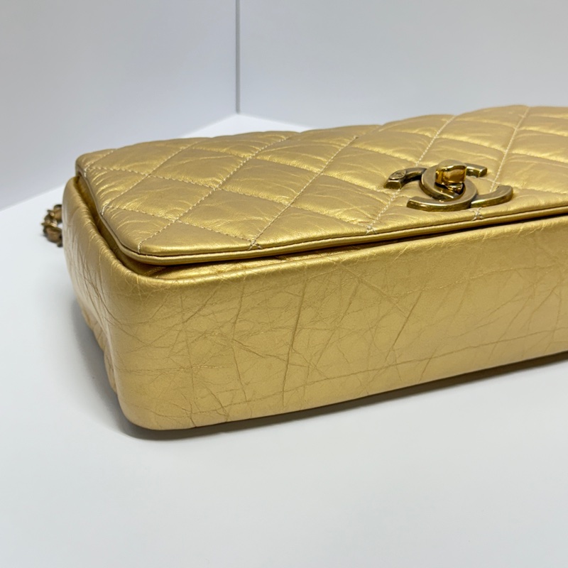【超級新❗️】 Chanel CF28 極稀有黃金色口蓋包（絕版限量專櫃30萬）-13