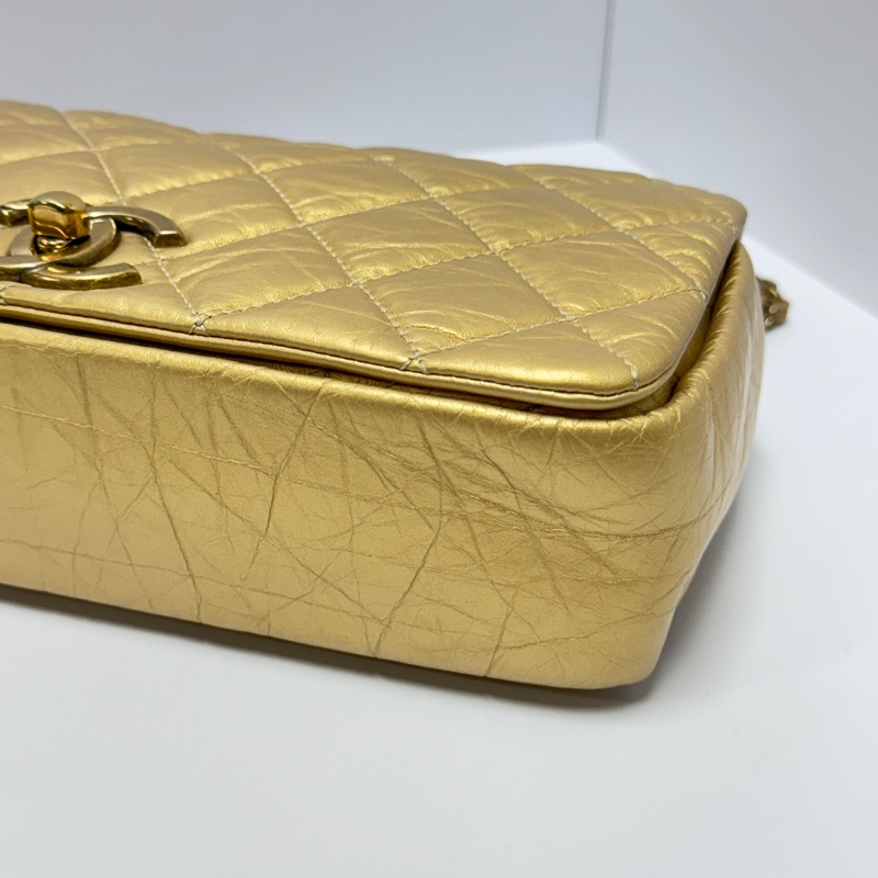 【超級新❗️】 Chanel CF28 極稀有黃金色口蓋包（絕版限量專櫃30萬）-14