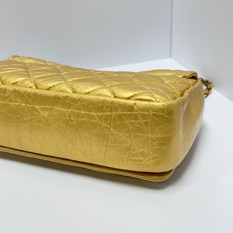 【超級新❗️】 Chanel CF28 極稀有黃金色口蓋包（絕版限量專櫃30萬）-16