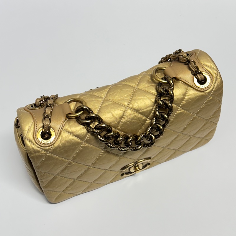 【超級新❗️】 Chanel CF28 極稀有黃金色口蓋包（絕版限量專櫃30萬）-18