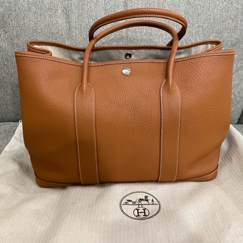 Hermes 愛馬仕 Garden Party 花園包 36 Togo 金棕色銀扣