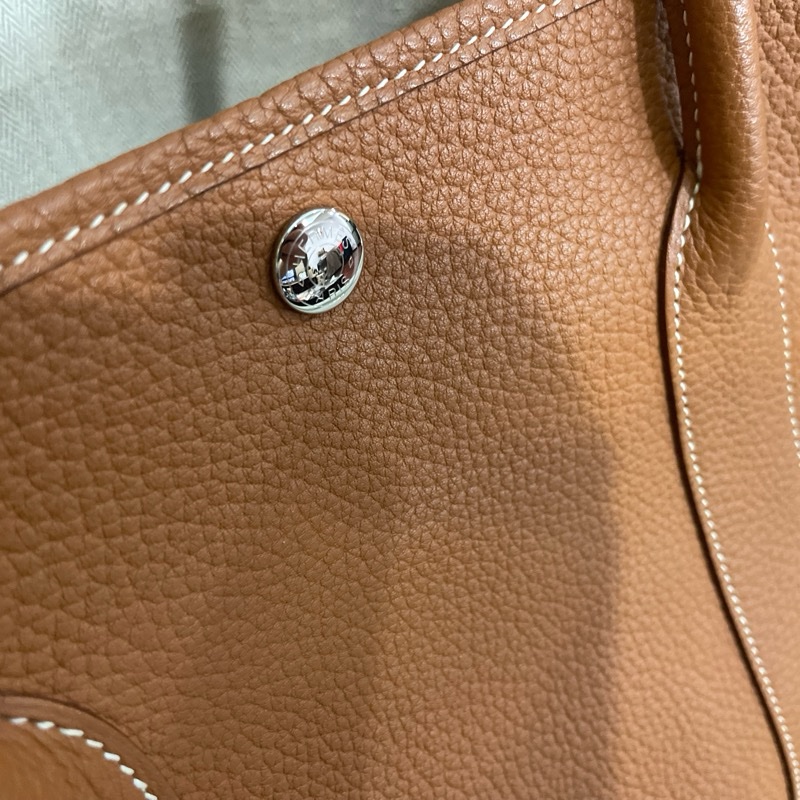 Hermes 愛馬仕 Garden Party 花園包 36 Togo 金棕色銀扣-4