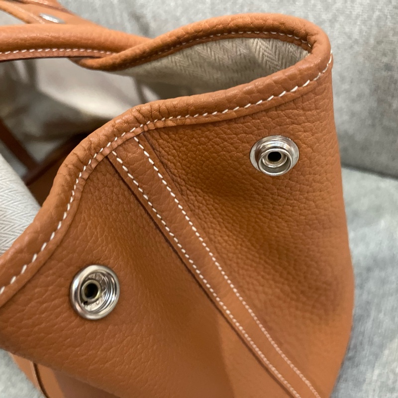 Hermes 愛馬仕 Garden Party 花園包 36 Togo 金棕色銀扣-9