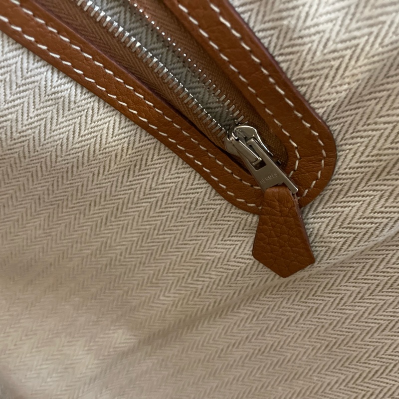 Hermes 愛馬仕 Garden Party 花園包 36 Togo 金棕色銀扣-11