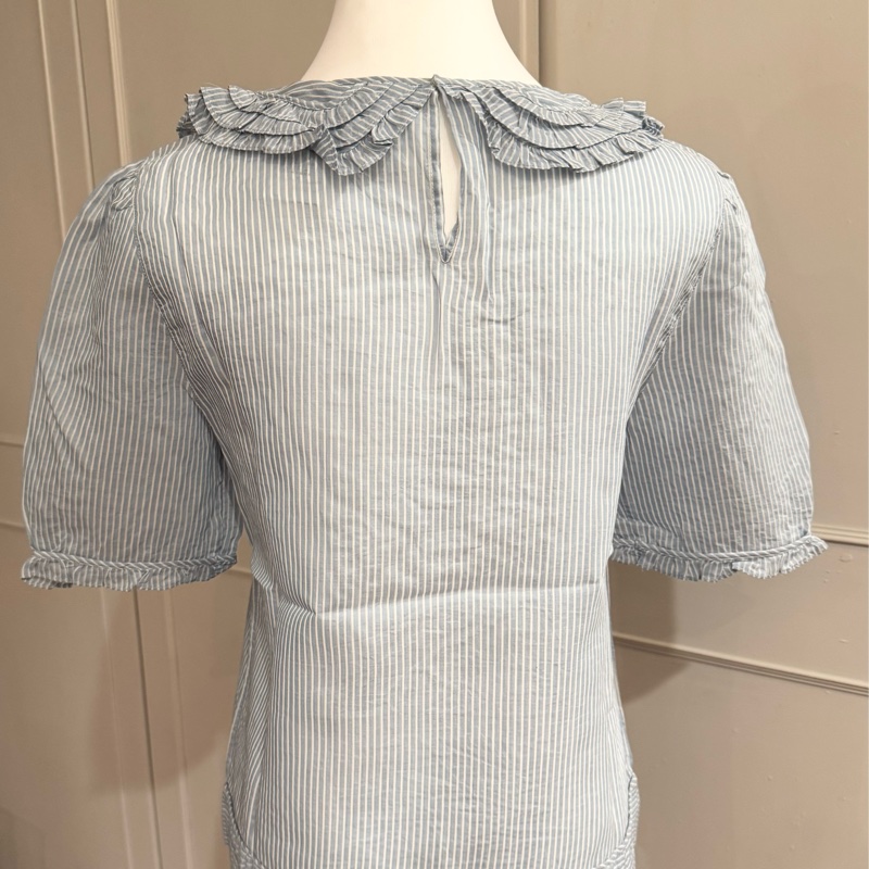 《新歡舊愛》近新正品CHLOE藍色條紋復古可愛風格上衣36/S-2
