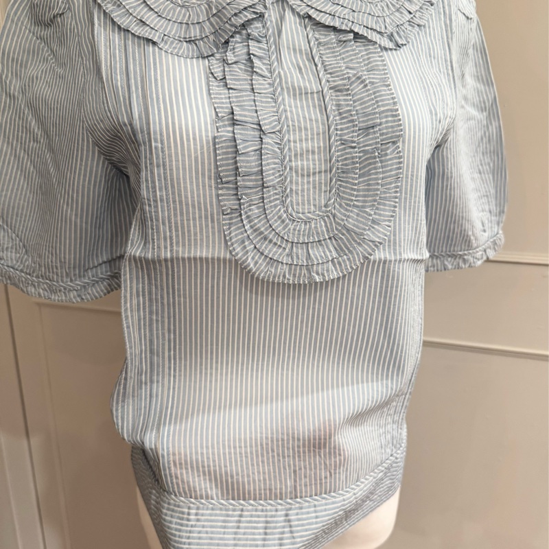 《新歡舊愛》近新正品CHLOE藍色條紋復古可愛風格上衣36/S-8