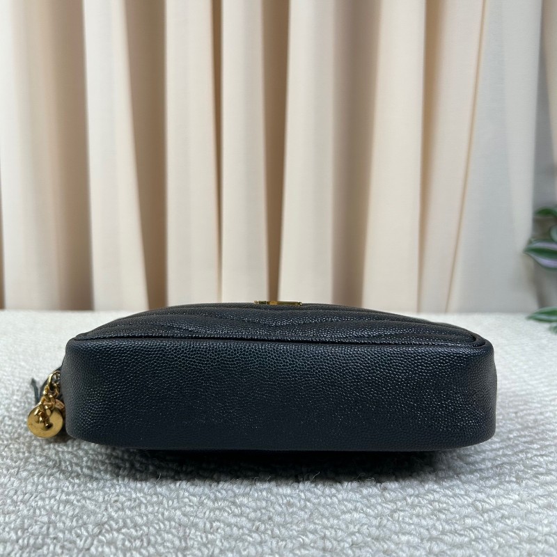 YSL聖羅蘭黑色荔枝紋流蘇相機包 採用绗縫V型標誌 容量合適 經典黑金配色 流蘇鏈條 可單肩可斜挎-9