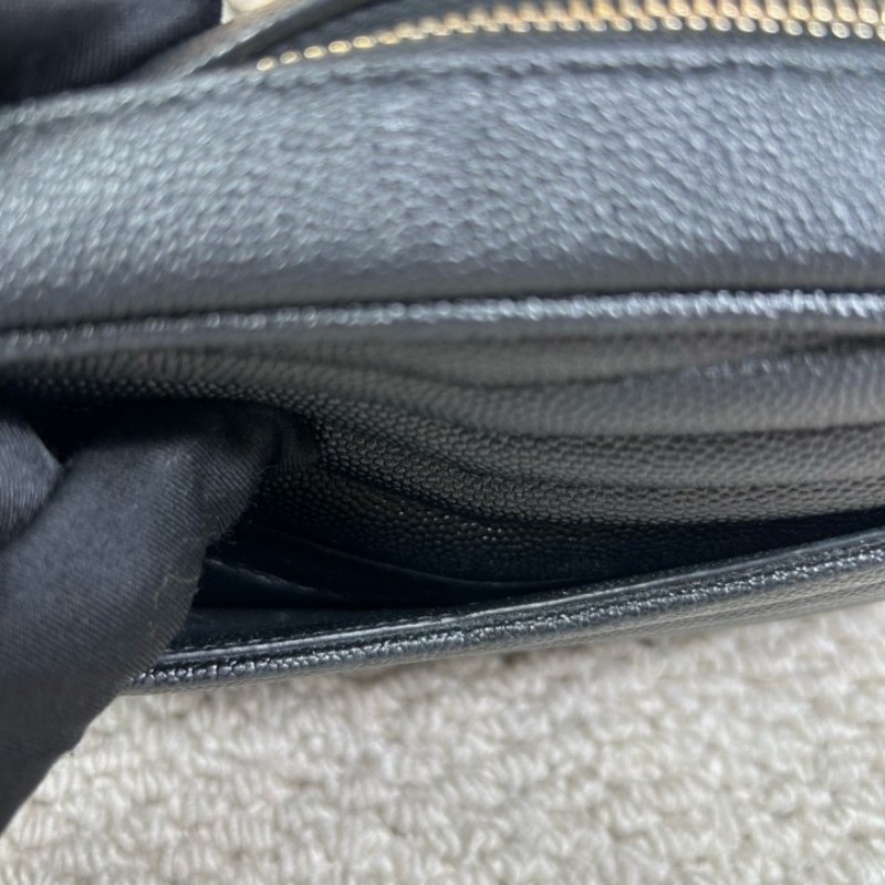 YSL聖羅蘭黑色荔枝紋流蘇相機包 採用绗縫V型標誌 容量合適 經典黑金配色 流蘇鏈條 可單肩可斜挎-14