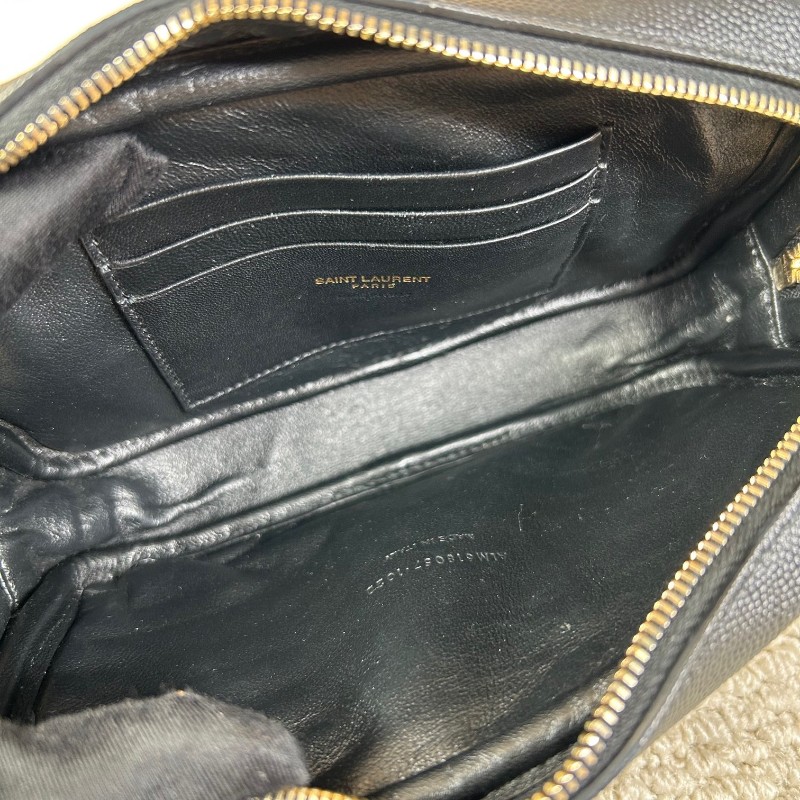 YSL聖羅蘭黑色荔枝紋流蘇相機包 採用绗縫V型標誌 容量合適 經典黑金配色 流蘇鏈條 可單肩可斜挎-20