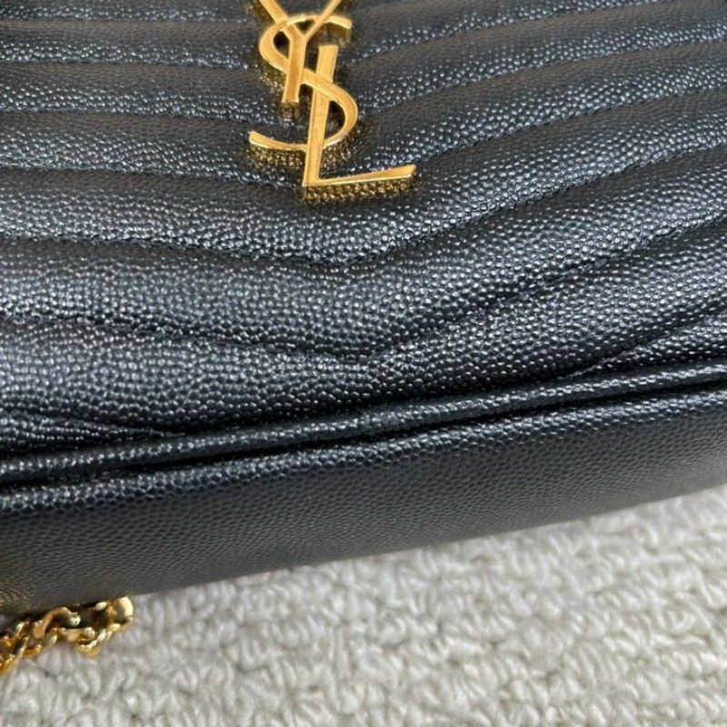 YSL聖羅蘭黑色荔枝紋流蘇相機包 採用绗縫V型標誌 容量合適 經典黑金配色 流蘇鏈條 可單肩可斜挎-26