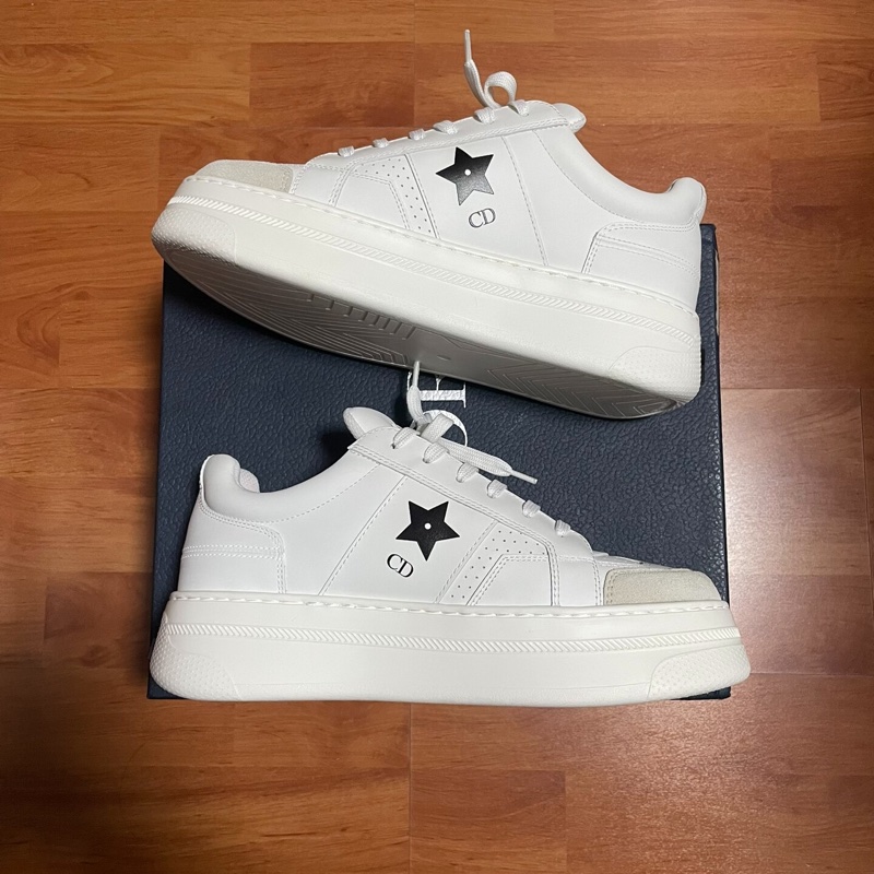Dior新款星星厚底鞋迪奧新款Star板鞋 低幫女款白色 38碼-1
