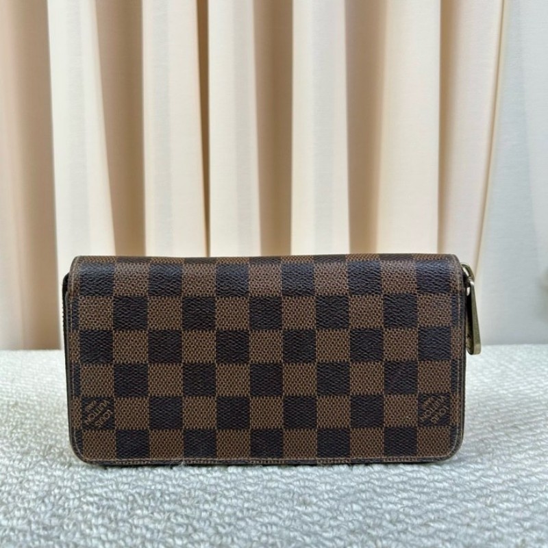 LV路易威登棕色棋盤長款拉鏈錢包 拉鏈順滑 卡位多 容量大 日常用很方便-1