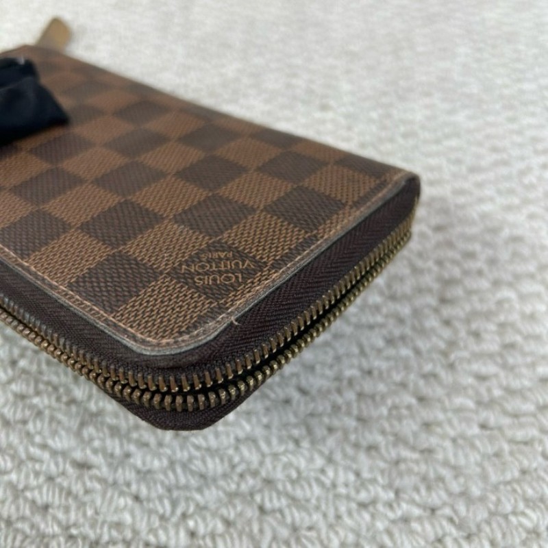LV路易威登棕色棋盤長款拉鏈錢包 拉鏈順滑 卡位多 容量大 日常用很方便-11