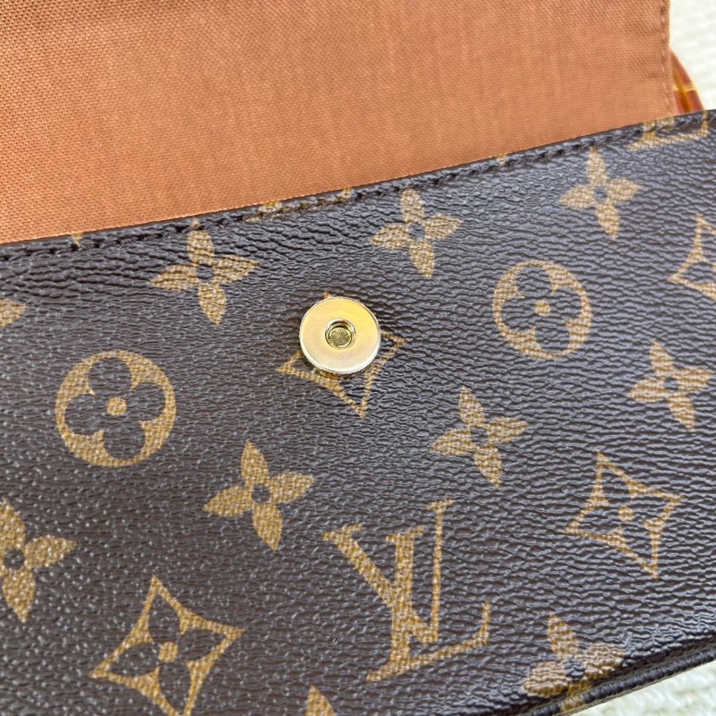 LVivy LV路易威登  經典老花印花鏈條塗層帆布法棍包腋下包手提單肩包 芯片款-17