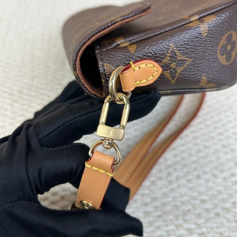 LVivy LV路易威登  經典老花印花鏈條塗層帆布法棍包腋下包手提單肩包 芯片款-20