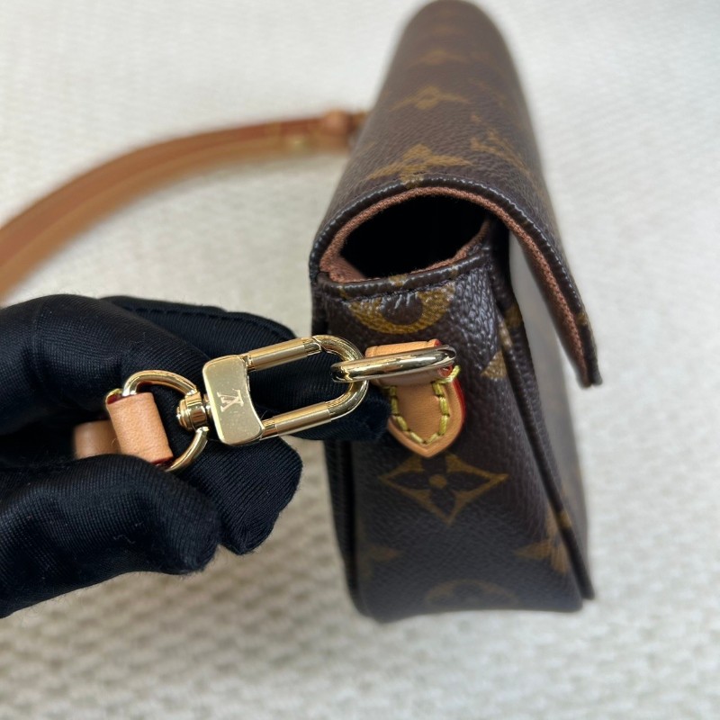 LVivy LV路易威登  經典老花印花鏈條塗層帆布法棍包腋下包手提單肩包 芯片款-25