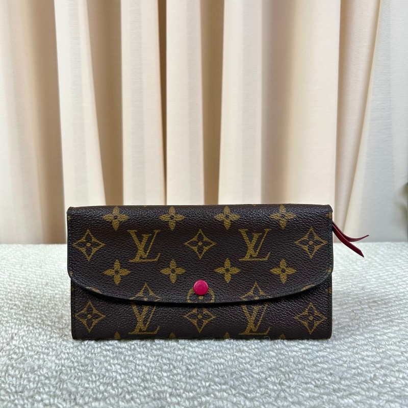 LV路易威登老花玫紅豆豆長款錢包 卡位多 容量足 日常通勤很實用-0