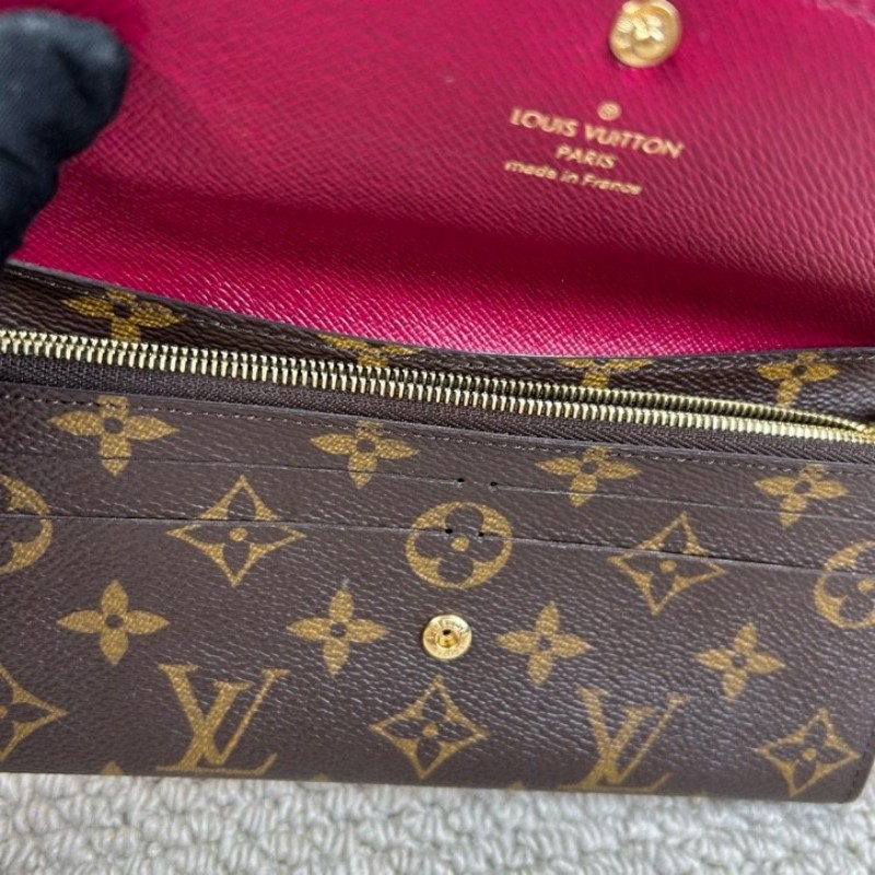 LV路易威登老花玫紅豆豆長款錢包 卡位多 容量足 日常通勤很實用-4