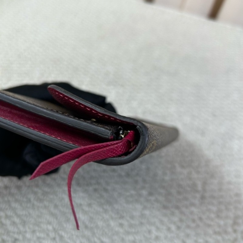 LV路易威登老花玫紅豆豆長款錢包 卡位多 容量足 日常通勤很實用-8