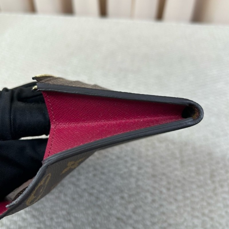 LV路易威登老花玫紅豆豆長款錢包 卡位多 容量足 日常通勤很實用-9