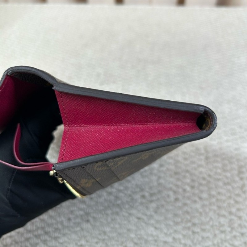 LV路易威登老花玫紅豆豆長款錢包 卡位多 容量足 日常通勤很實用-10