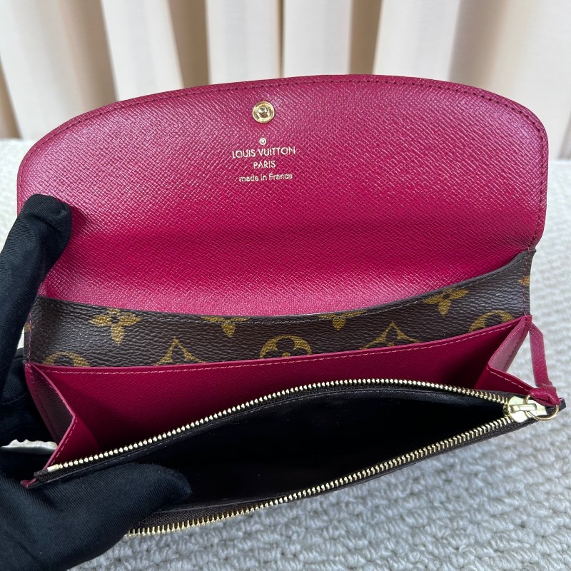 LV路易威登老花玫紅豆豆長款錢包 卡位多 容量足 日常通勤很實用-14