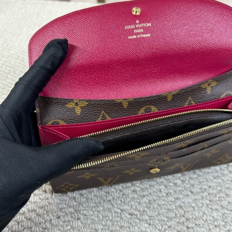 LV路易威登老花玫紅豆豆長款錢包 卡位多 容量足 日常通勤很實用-19