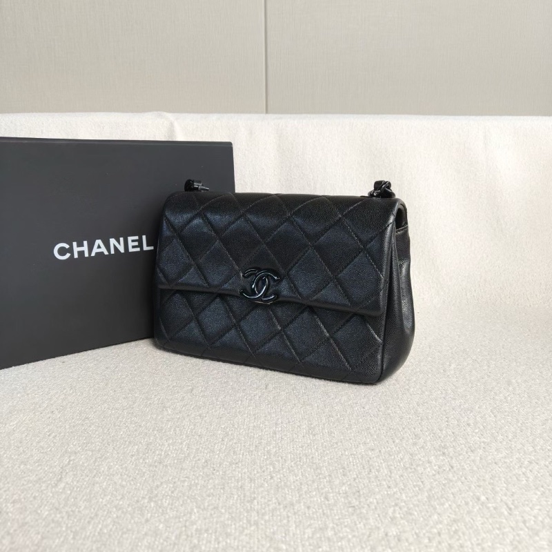 Chanel Soblack琺瑯鏈條包黑色荔枝皮21*16*6 98新配件盒子塵袋保卡-3