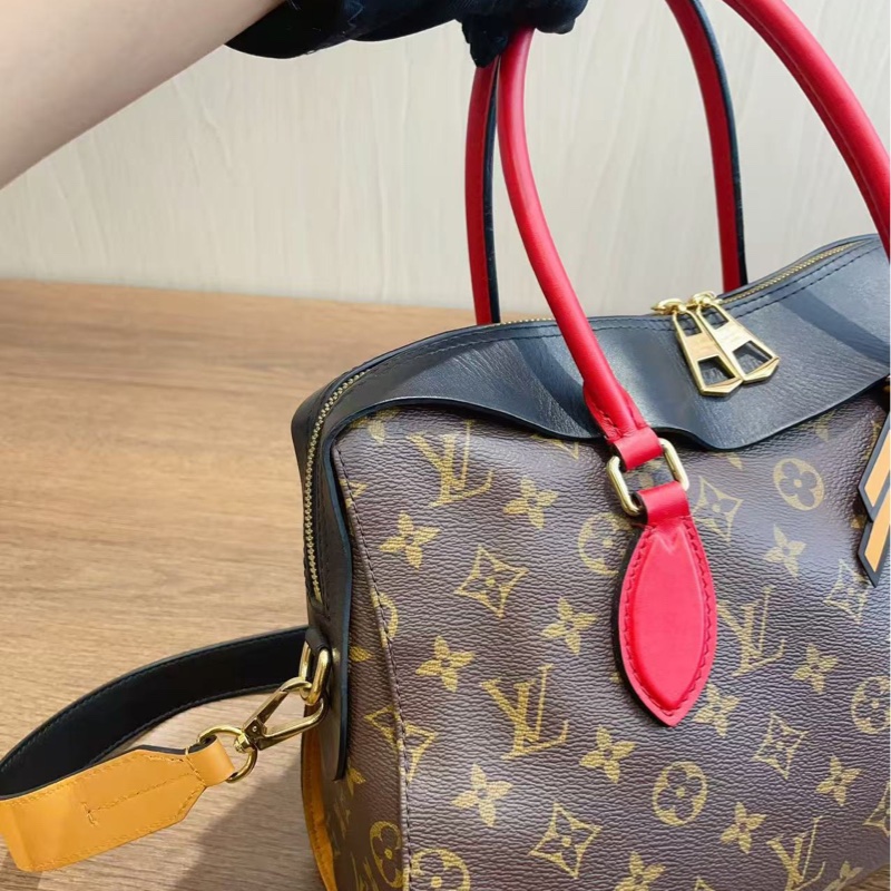 LV路易威登Tuileries中號 老花拼皮手提單肩包-4