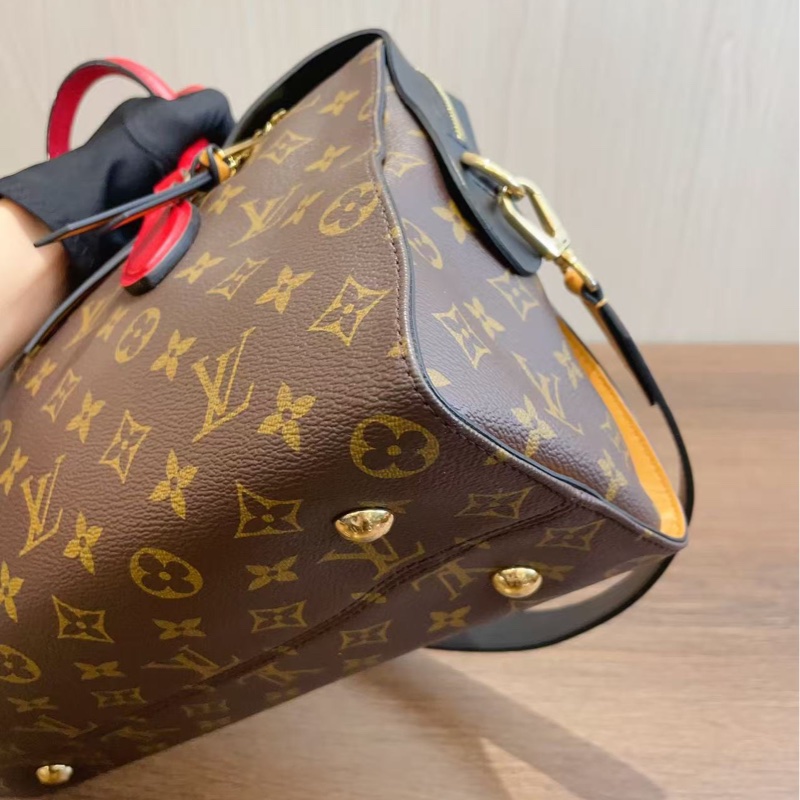 LV路易威登Tuileries中號 老花拼皮手提單肩包-9