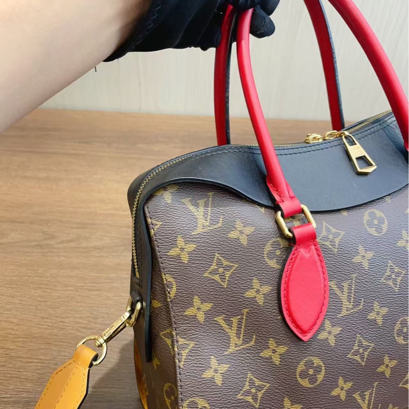 LV路易威登Tuileries中號 老花拼皮手提單肩包-10